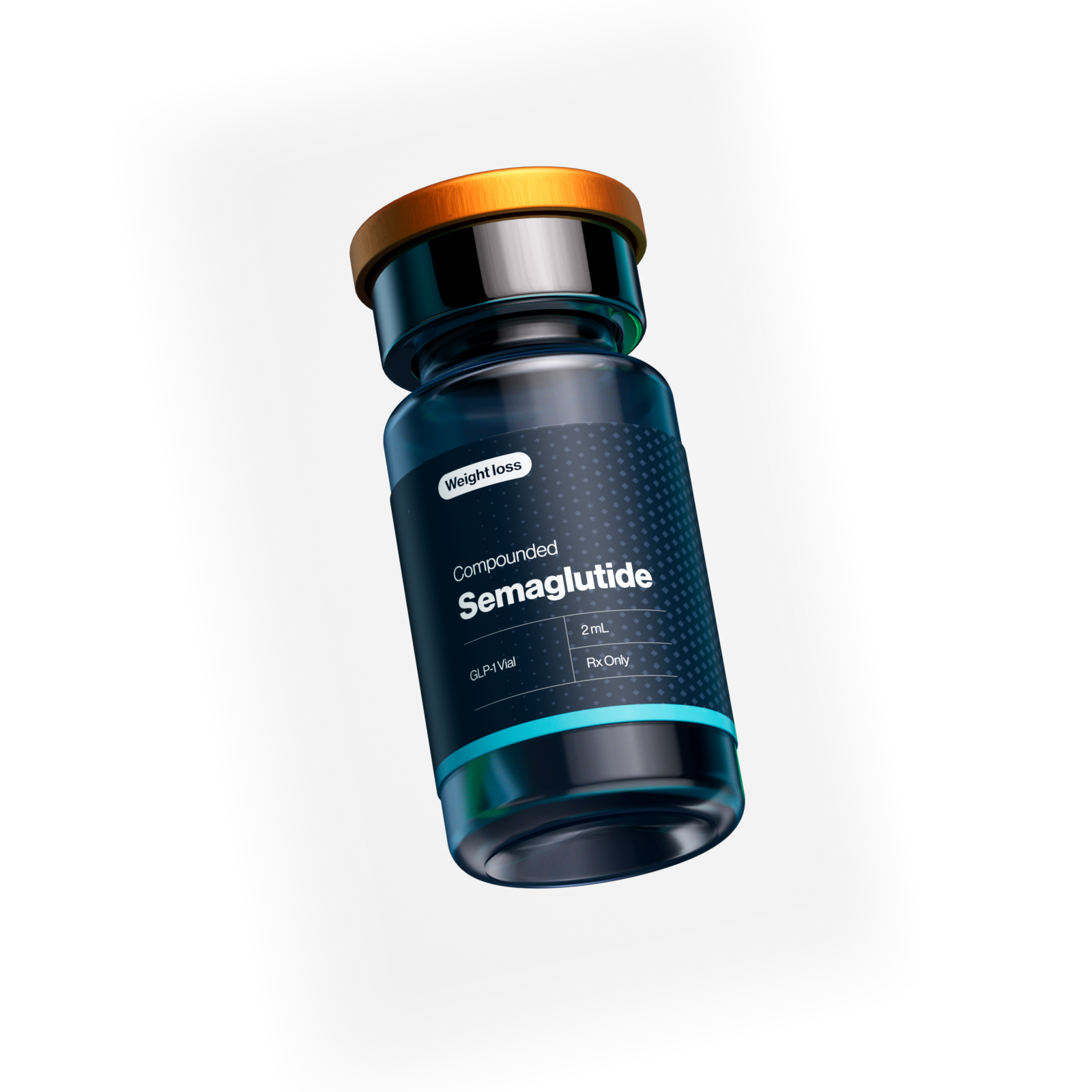 Compounded semaglutide vial (illustrative rendering)