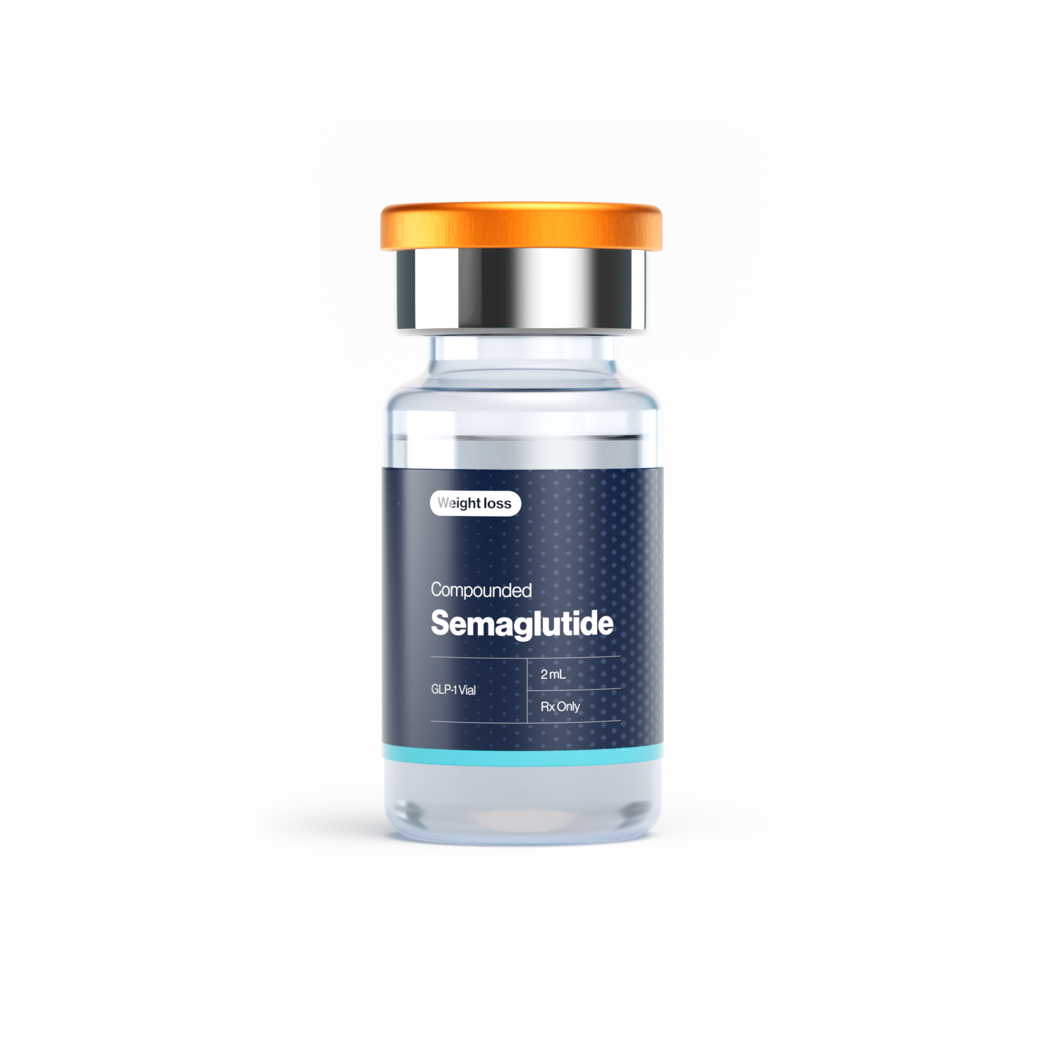 Compounded semaglutide vial (illustrative rendering)